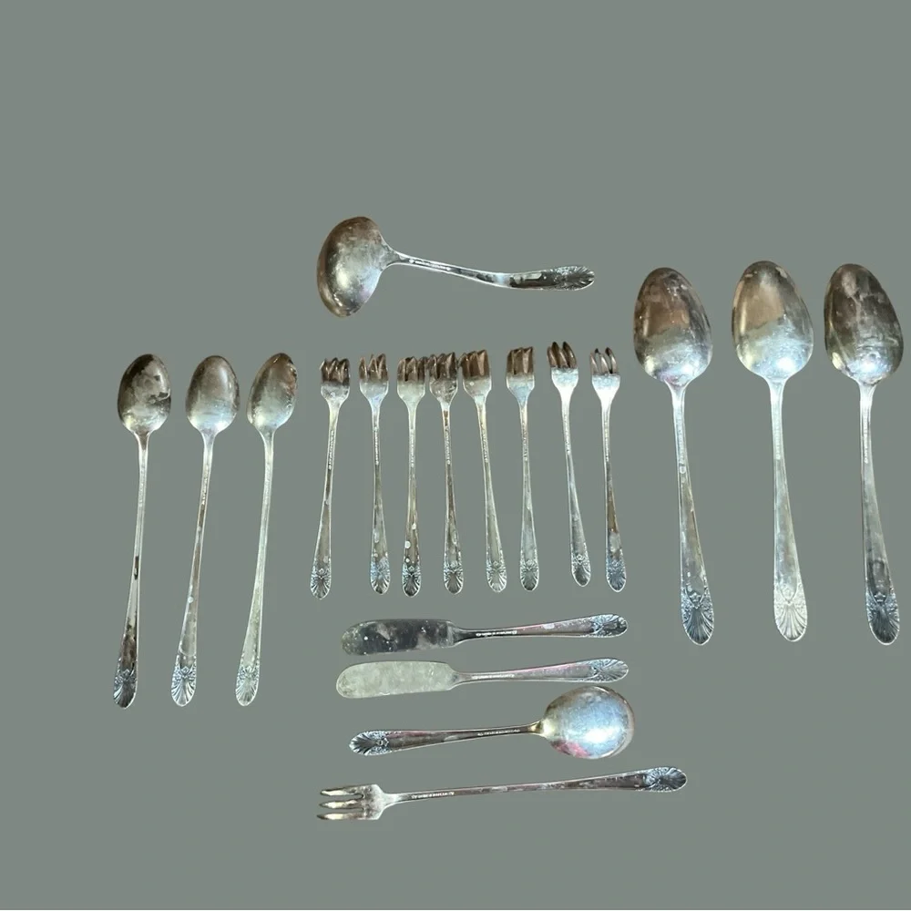Crown Silver Plate Accessory Pieces Nineteen in Total Vintage